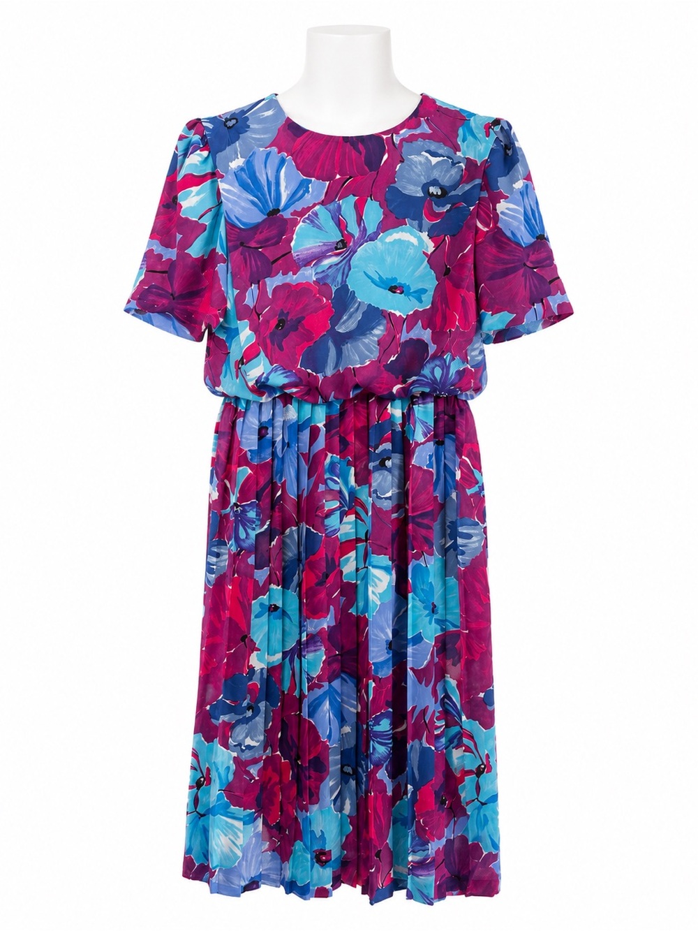 Size 12 Vintage Touché Class‎ Women’s Floral Pleated Midi Dress Made in Canada